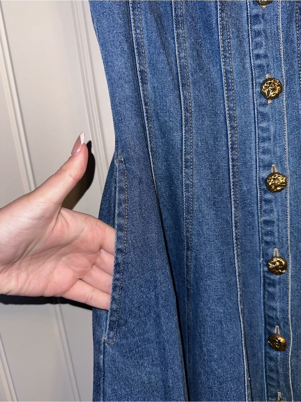 QUIET MOMENTS DARK WASH DENIM MIDI DRESS - Picture 6 of 10
